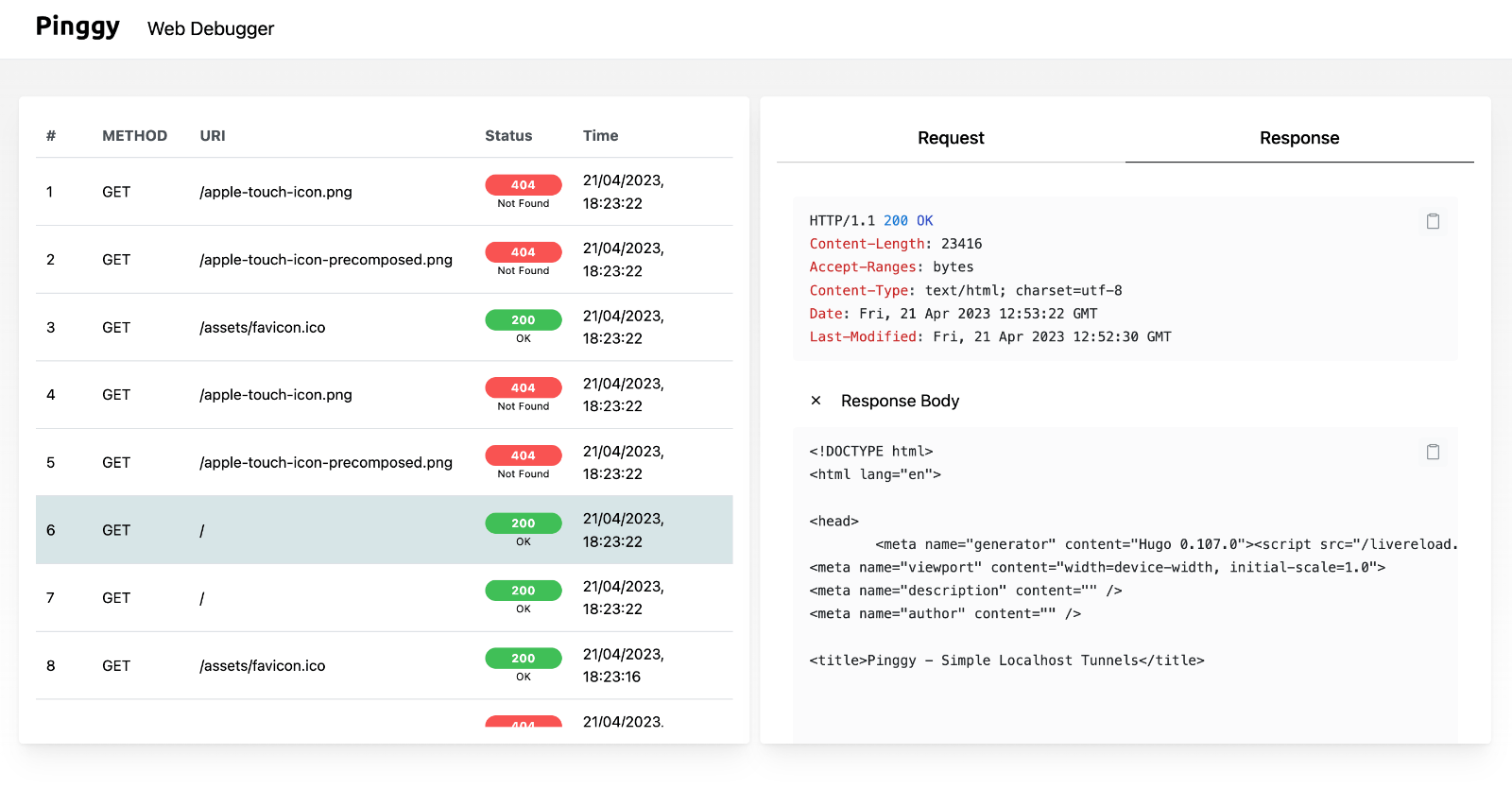 Logging, Inspecting & Replaying HTTP requests using Pinggy